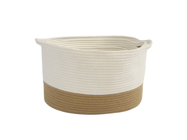 white/brown rope basket,set of 3
