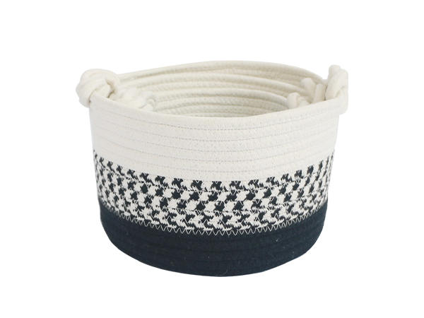woven rope basket with knot handles,set of 3