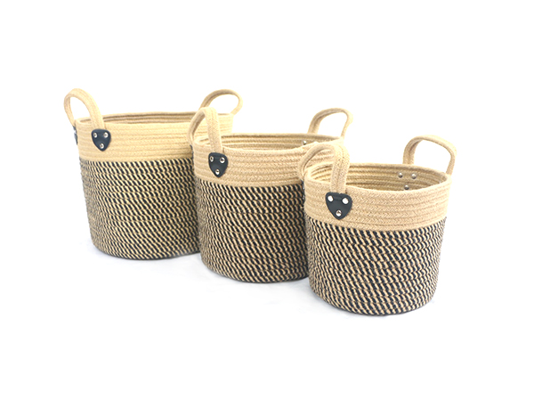 jute rope storage basket,set of 3