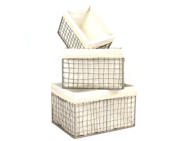 handwoven paper storage baskets with lining,set of 3