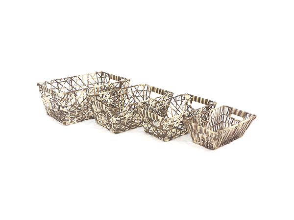 paper weave storage baskets,set of 3