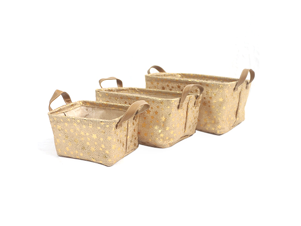 foldable storage baskets,gold printing,set of 3