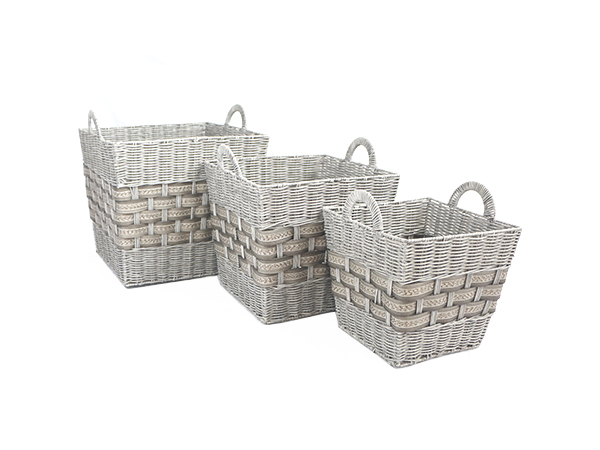 large plastic handwoven baskets,set of 3