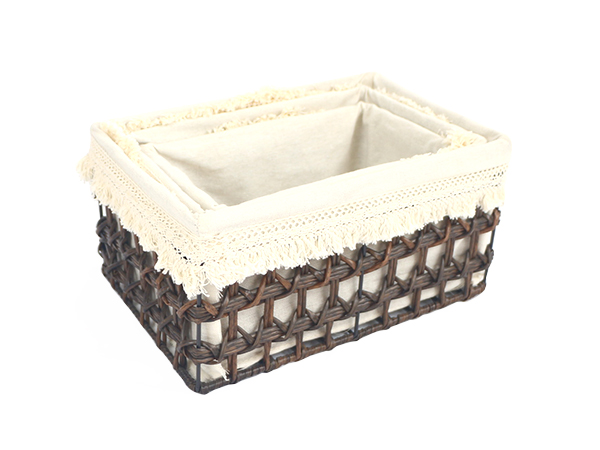 brown baskets with cotton lining